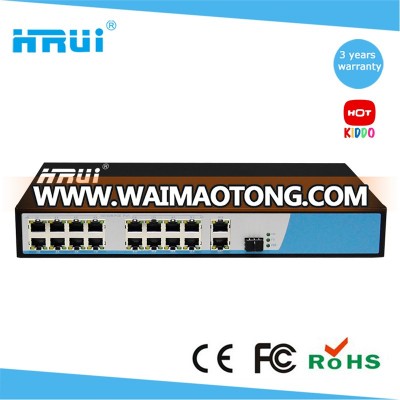 HRUI 16 poe and 2 UP Link UTP Port 1000mbps POE Switch for Hikvision IP Cameras 52V