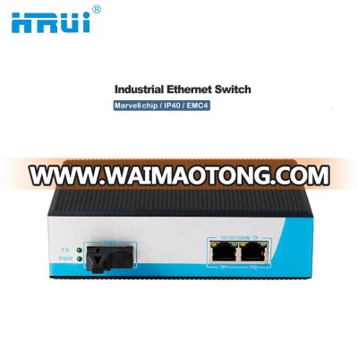 HRui Optical HR600-1G2GE-20-SFP industrial fiber media converter with gigabit SFP port