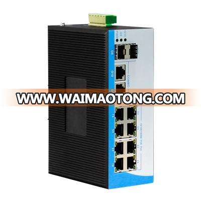 Unmanaged 10 port gigabit industrial poe switch for ip system