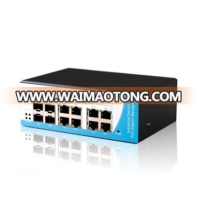 Gigabit layer 2 managed industrial 12 port fiber switch