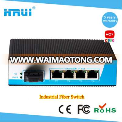 Industrial 5-port 10/100/1000mbps network equipment switch fiber singlemode optical switch