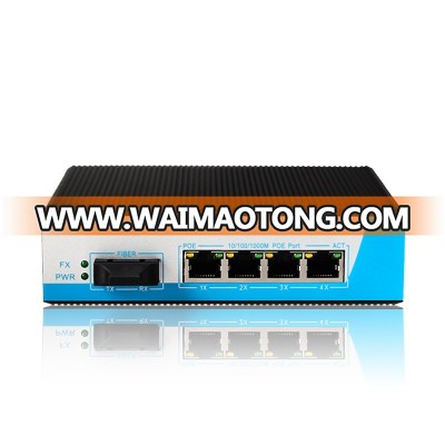 Gigabit single mode dual fiber industrial 4 lan port poe switch