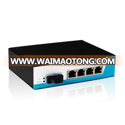 10/100Mbps din rail 4 port industrial POE switch 48v with fiber port for IPC/VOIP/Wireless AP