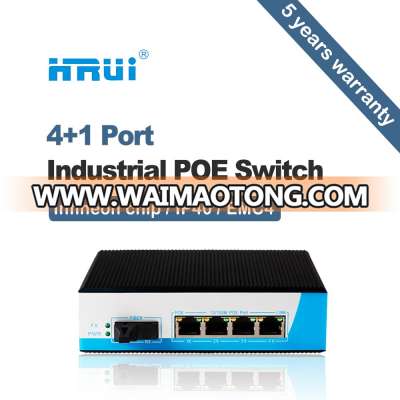 HRUI 4 port poe switch industrial poe switch for ip camera 48v ieee02.3af/at HR600-AF-41F-T