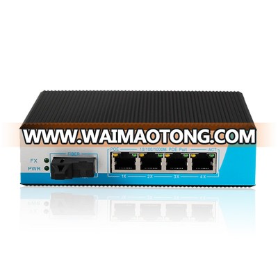 Nice price OEM 1000M CCTV industrial single mode single fiber 4 port poe switch